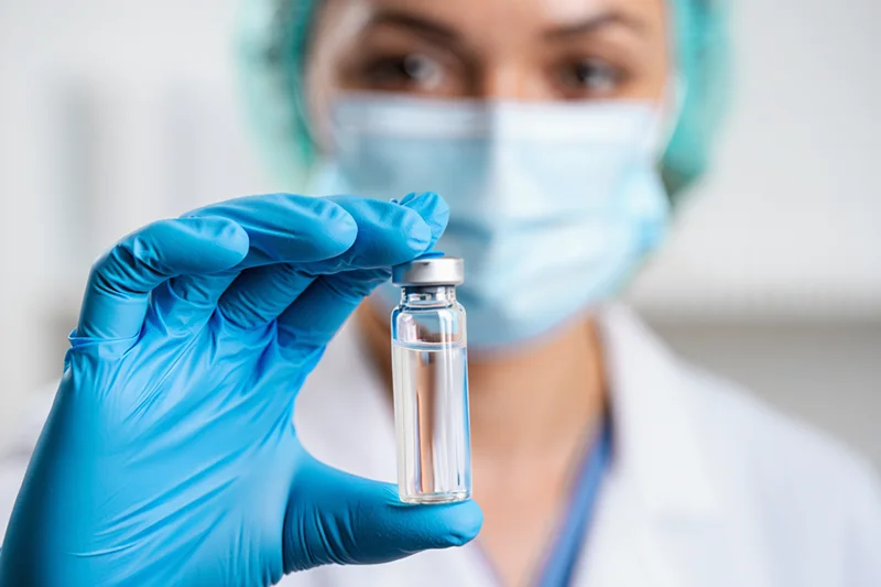 Врач держит ампулу